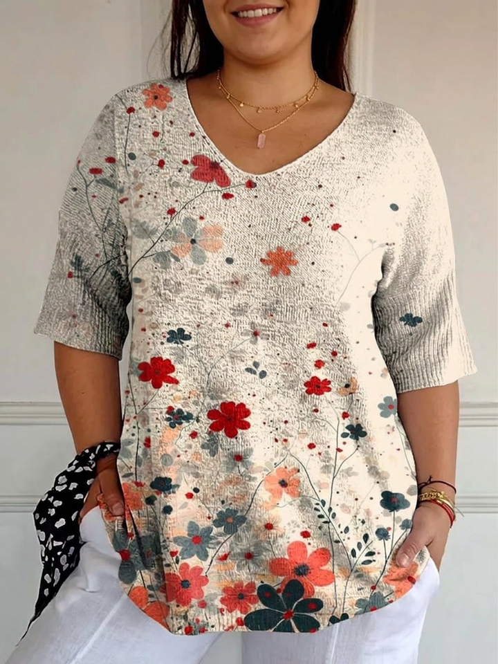 Kvindernes Vintage Blomster Mønster Kunsttryk Casual Strik Pullover