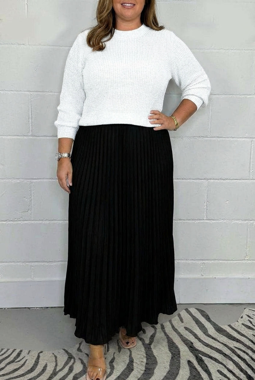 Esmé - Maxi kjole med sweater og plisseret nederdel
