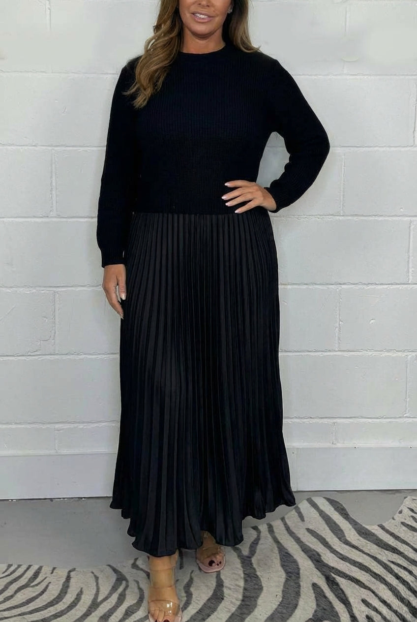 Esmé - Maxi kjole med sweater og plisseret nederdel