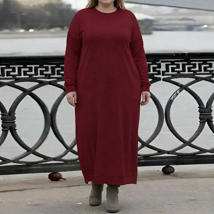 Hazel Strikket Maxi Kjole – Komfortabel Langærmet Oversized Vinterkjole