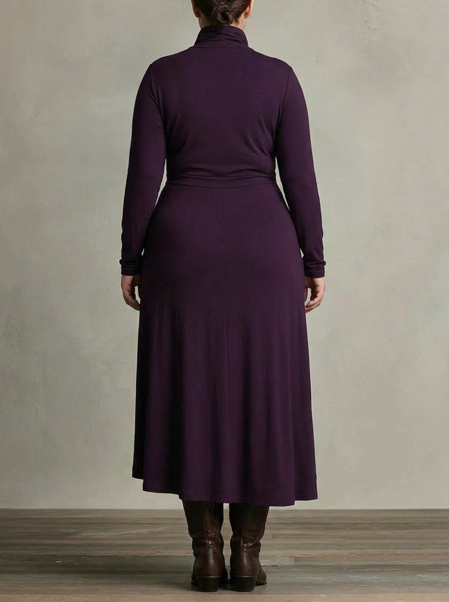 MONROE | PLEATED ASYMMETRIC HIGH COLLAR MAXI DRESS