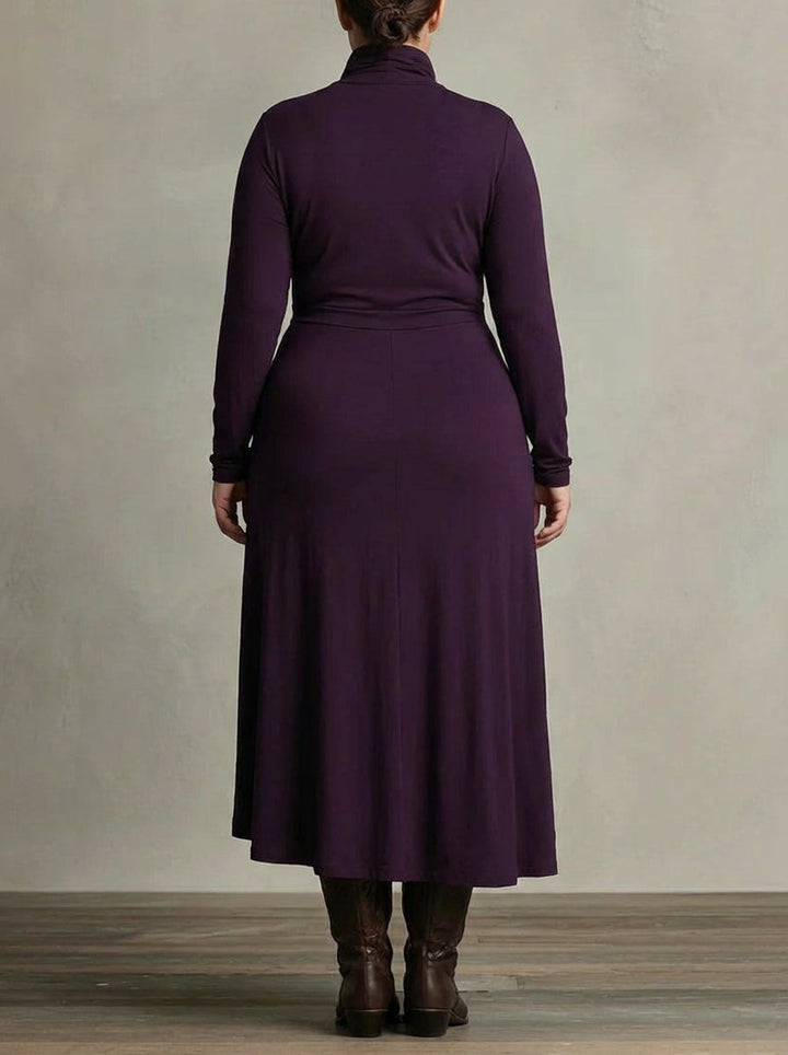 MONROE | PLEATED ASYMMETRIC HIGH COLLAR MAXI DRESS
