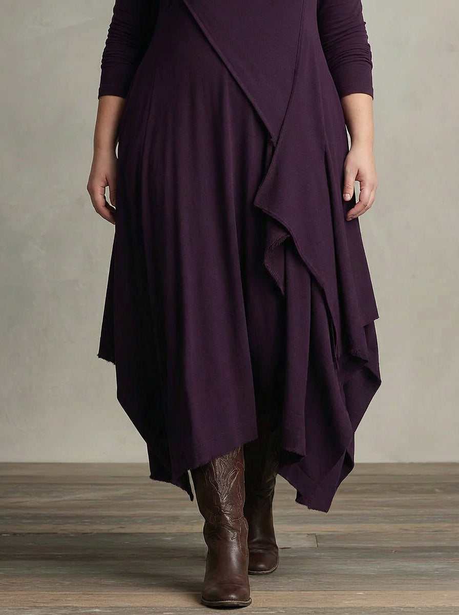 MONROE | PLEATED ASYMMETRIC HIGH COLLAR MAXI DRESS