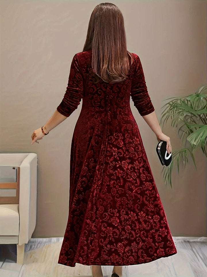 Evadne | Elegant Mønstret Maxi Kjole