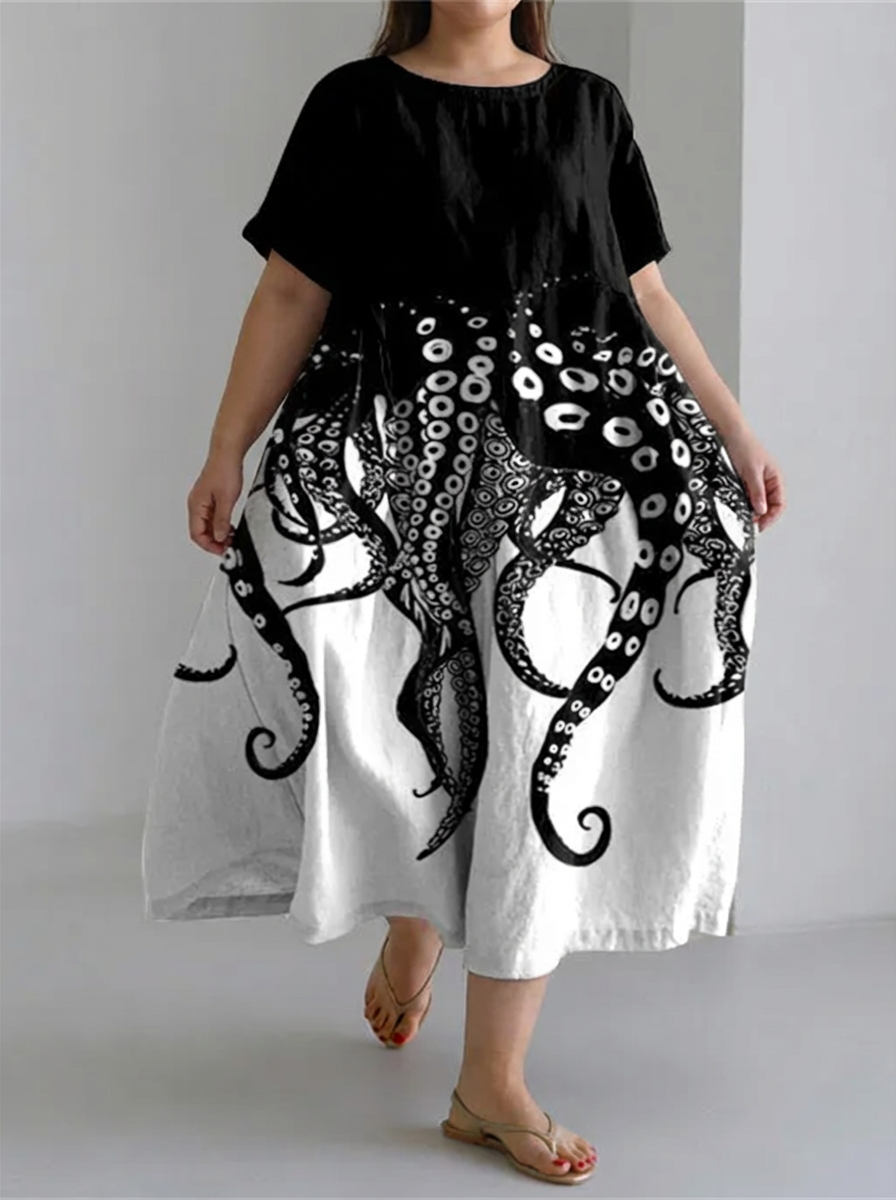 Coraline | Tentacles Lover Essential Contrast Print Kortærmet Kjole