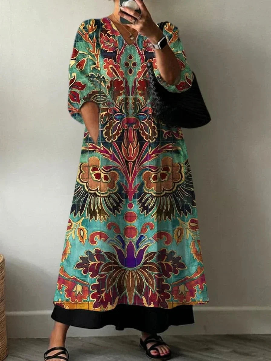Elegant Kjole med Carolina Print