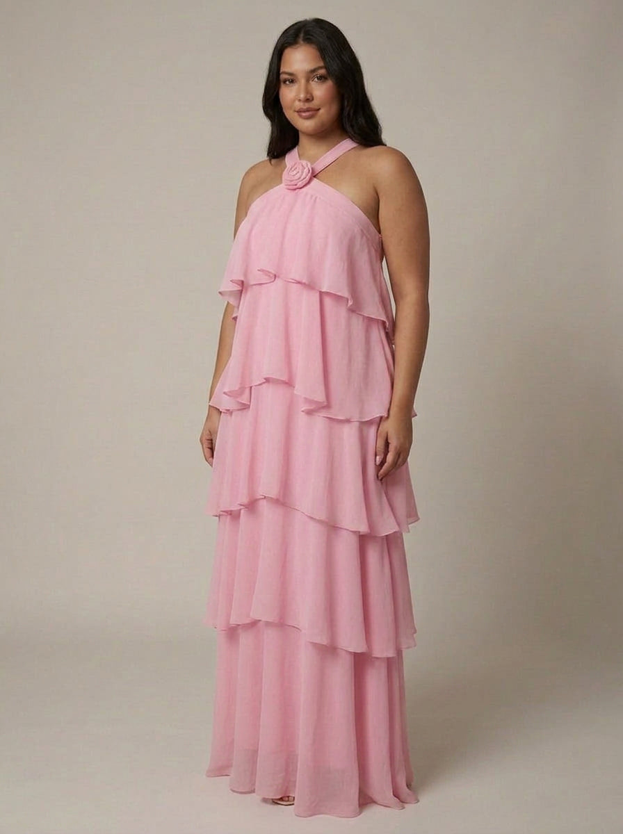 Blomstret Ruffle Maxi Kjole