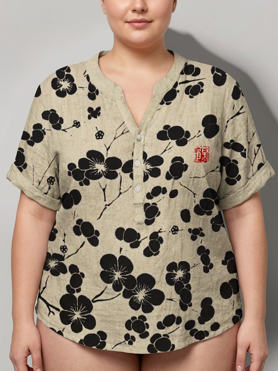 Dovie | Japansk bluse med kirsebærblomst