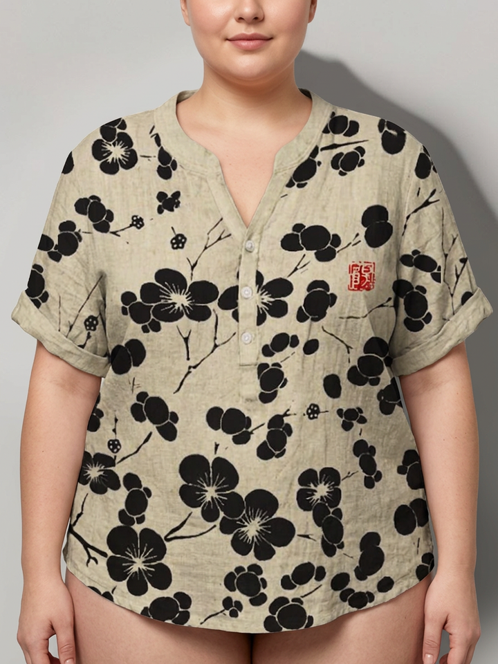 Dovie | Japansk bluse med kirsebærblomst
