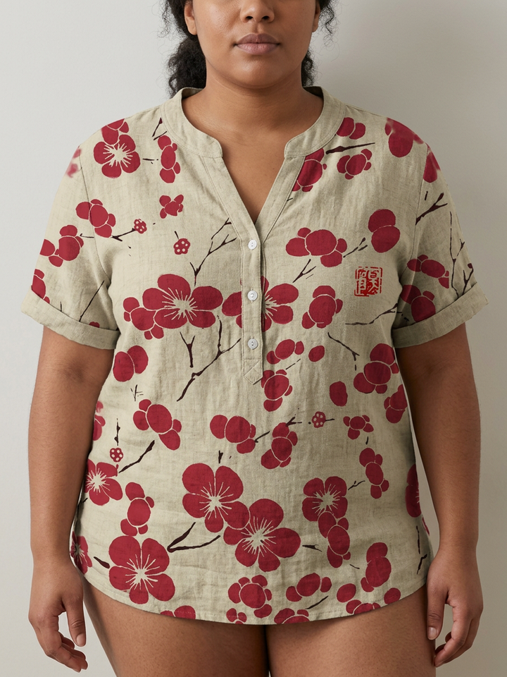 Dovie | Japansk bluse med kirsebærblomst