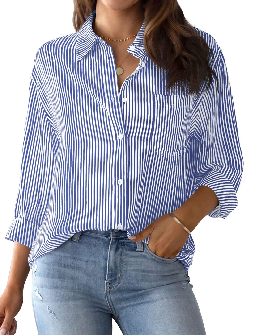 Vintage Stribet Bluse