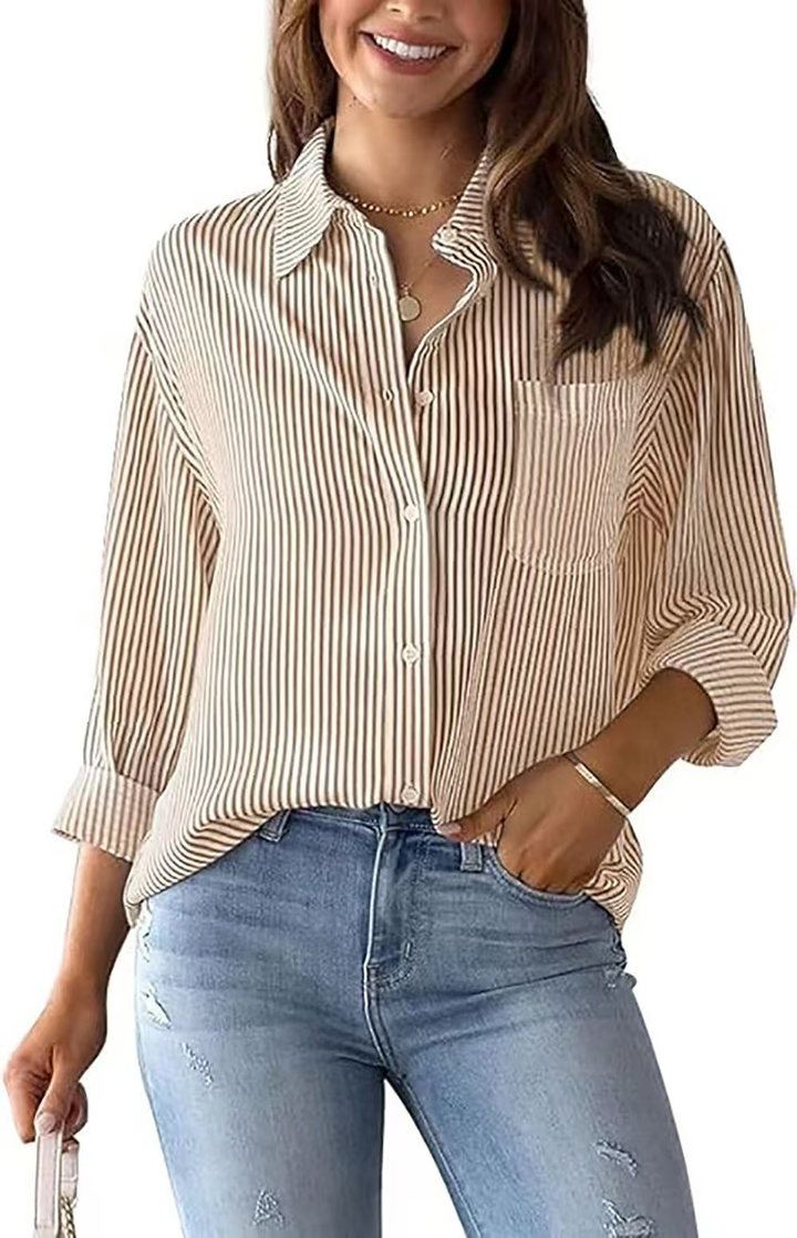 Vintage Stribet Bluse