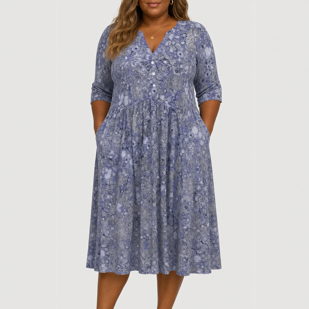 Evelyn | Graceful Midi Kjole Med Lommer