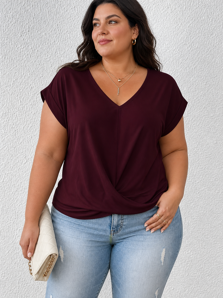 BELLA | Klassisk Twist Detalje V-Hals Top