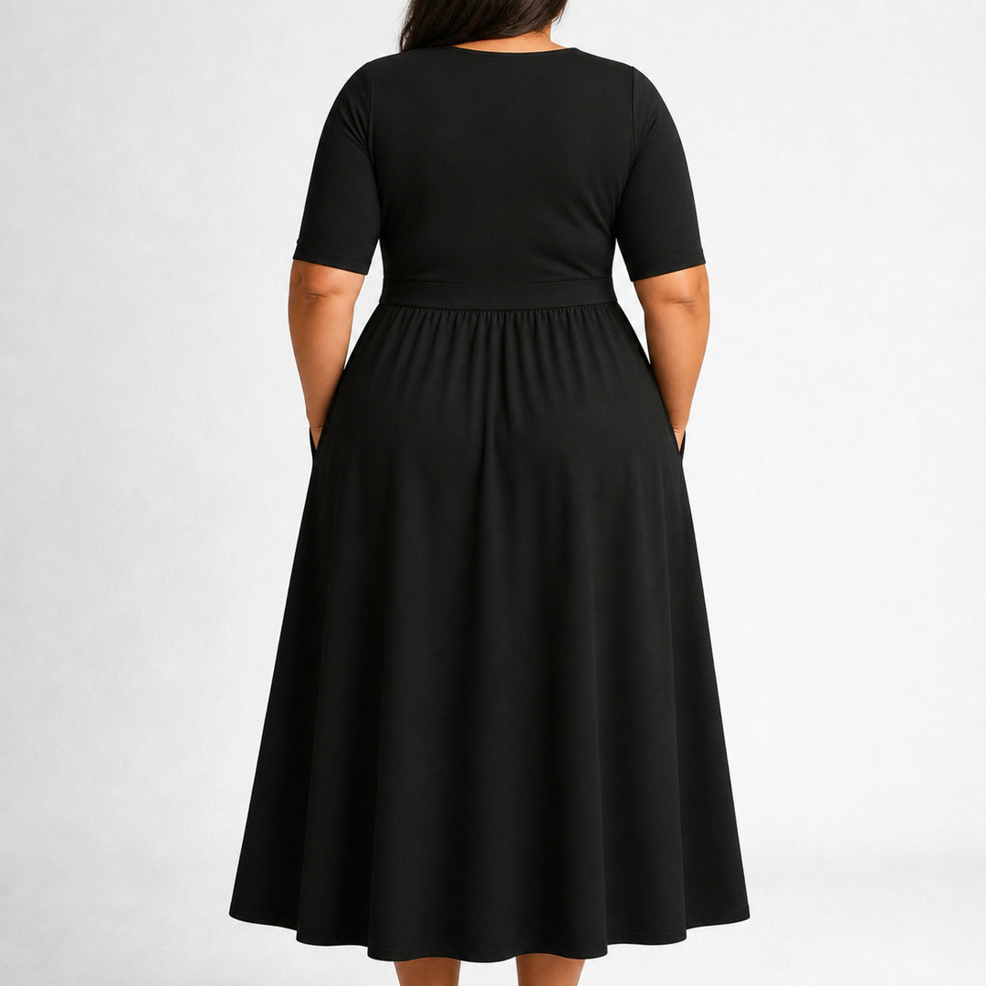 Eleanor | Elegant Midi Kjole med Lommer