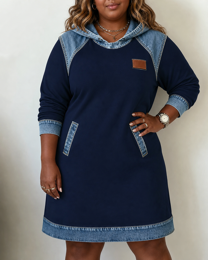 Alexa | Cozy Contrast Hooded Dress