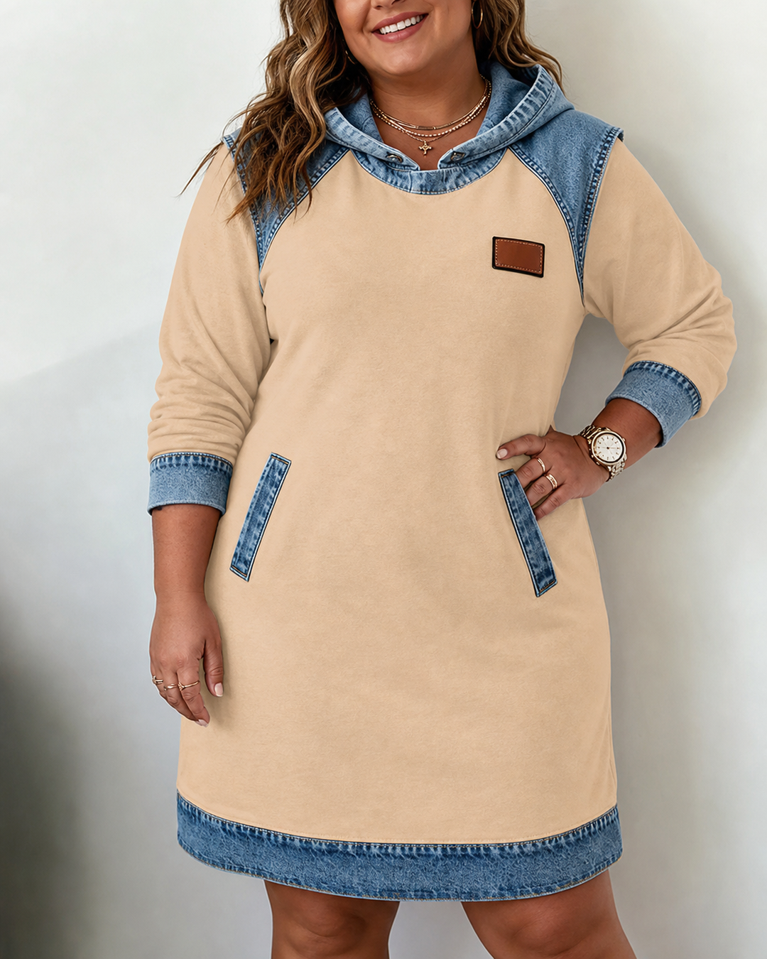 Alexa | Cozy Contrast Hooded Dress
