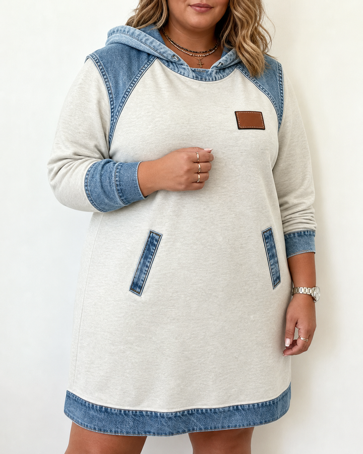 Alexa | Cozy Contrast Hooded Dress