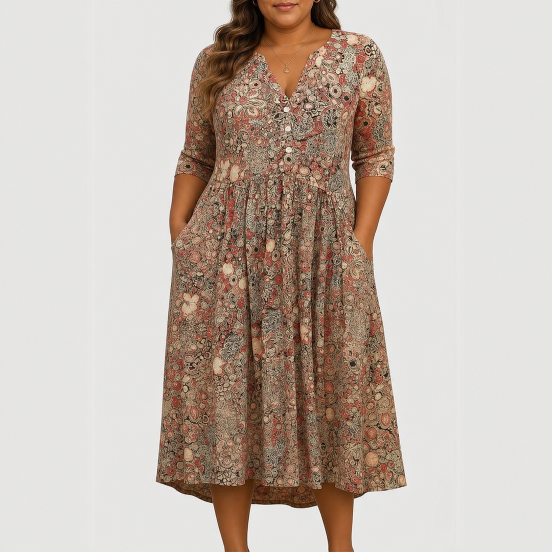 Evelyn | Graceful Midi Kjole Med Lommer