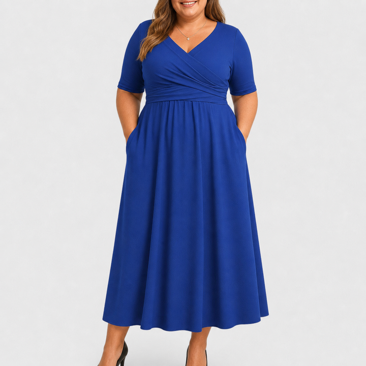 Eleanor | Elegant Midi Kjole med Lommer