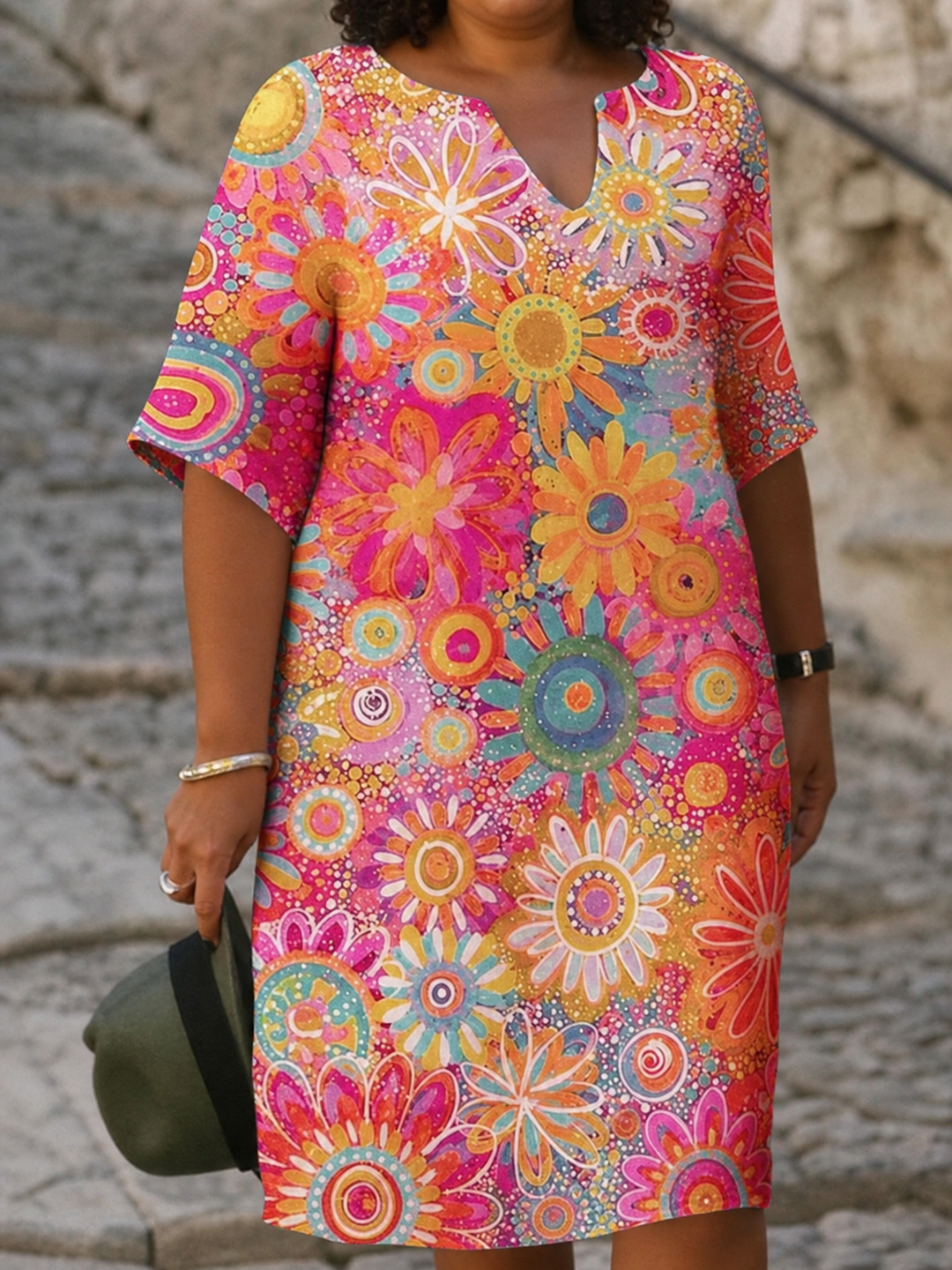 Della | Livlig Blomster Midi Kjole