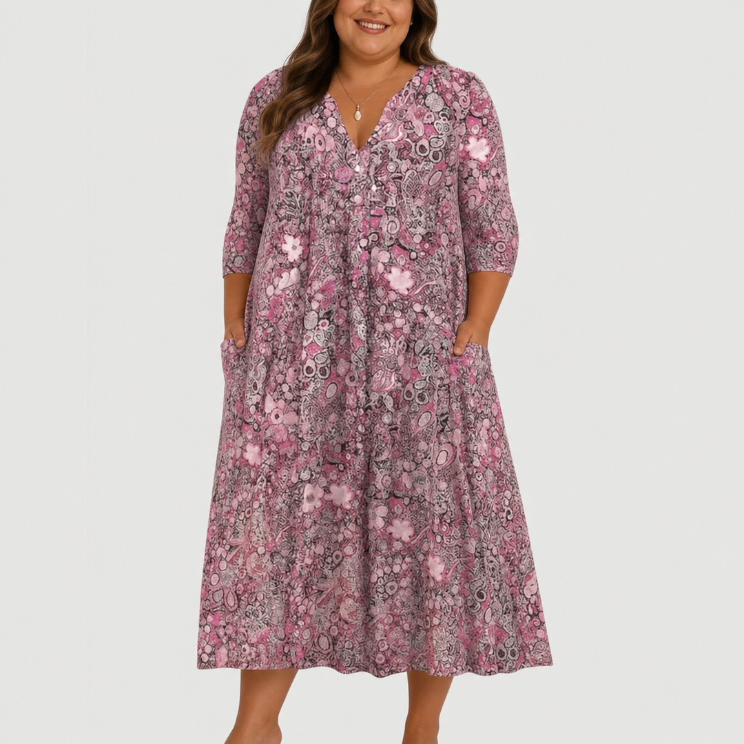 Evelyn | Graceful Midi Kjole Med Lommer