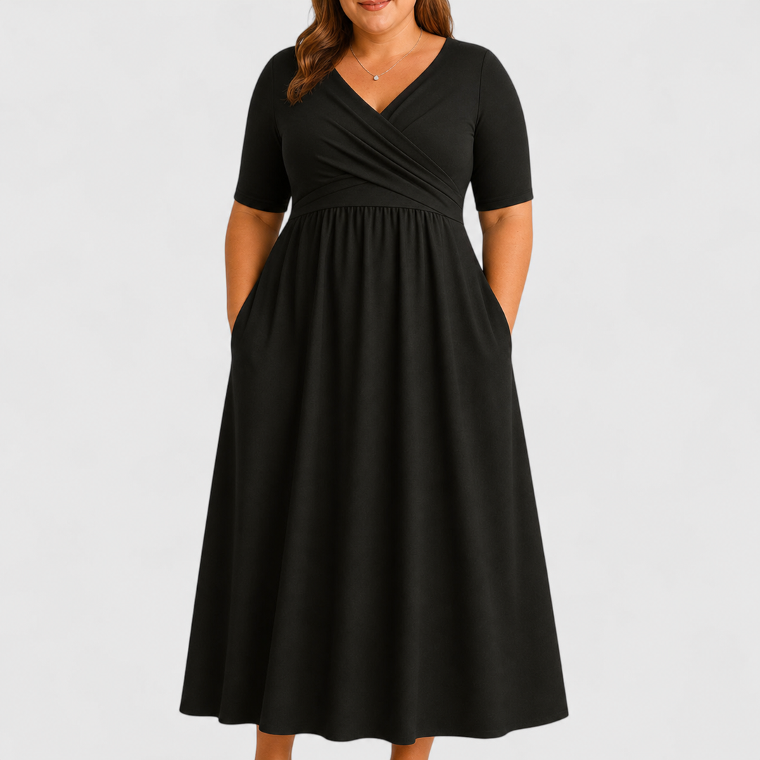 Eleanor | Elegant Midi Kjole med Lommer