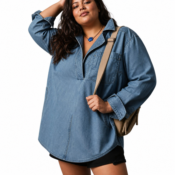 Emilia | Chic V-Hals Denim Tunika Top