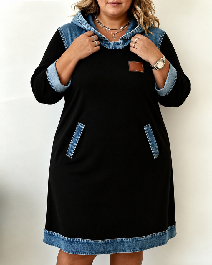 Alexa | Cozy Contrast Hooded Dress