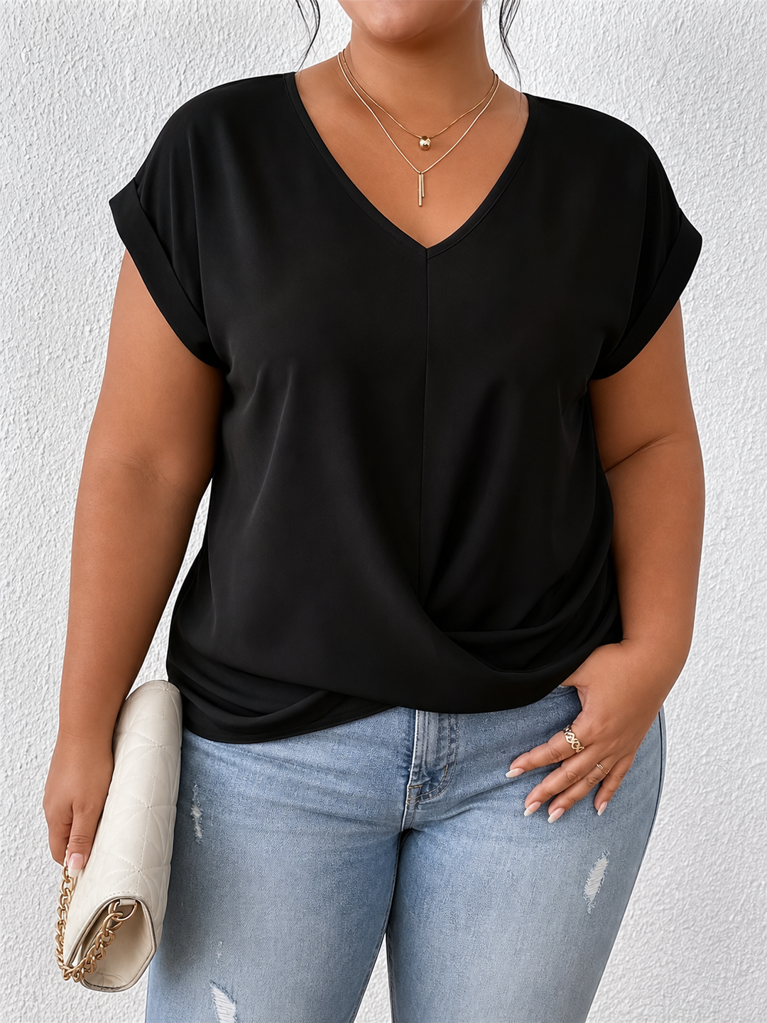 BELLA | Klassisk Twist Detalje V-Hals Top