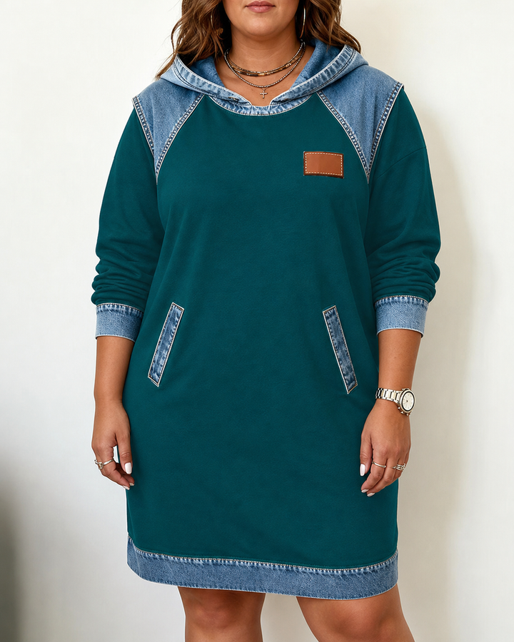 Alexa | Cozy Contrast Hooded Dress