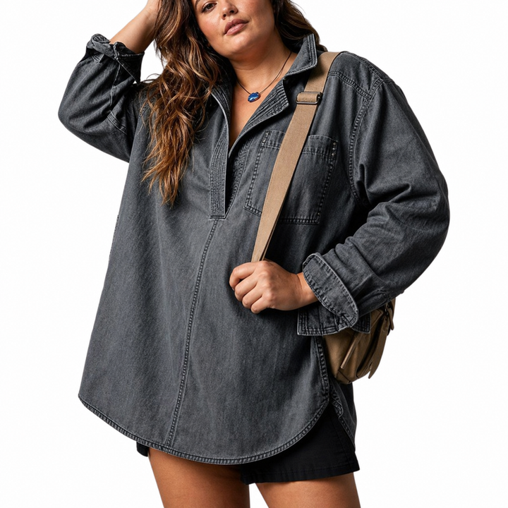 Emilia | Chic V-Hals Denim Tunika Top