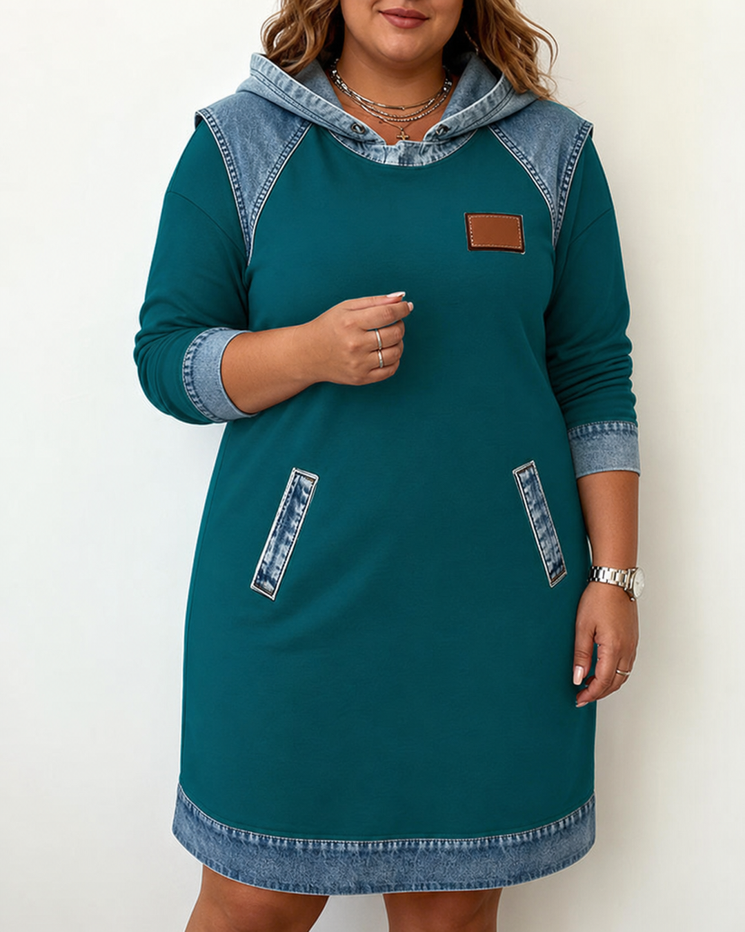Alexa | Cozy Contrast Hooded Dress