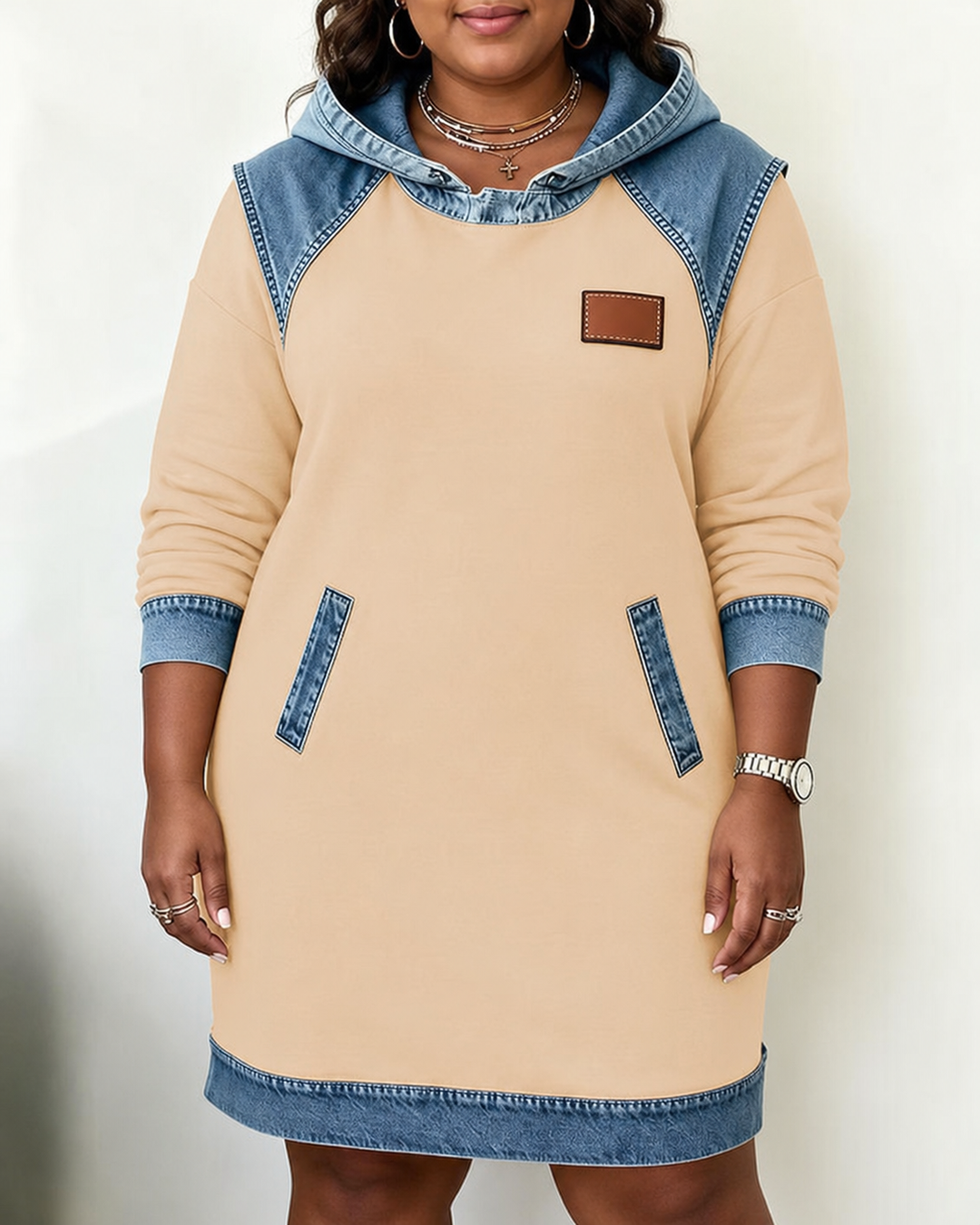Alexa | Cozy Contrast Hooded Dress