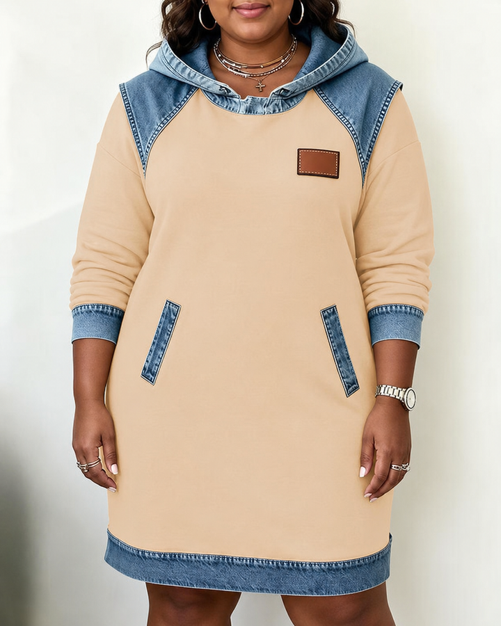 Alexa | Cozy Contrast Hooded Dress