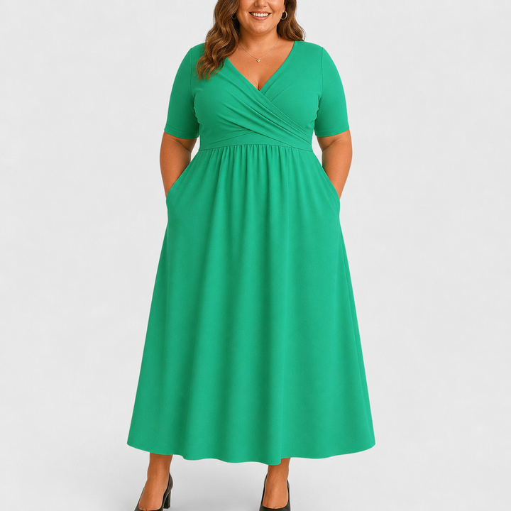 Eleanor | Elegant Midi Kjole med Lommer