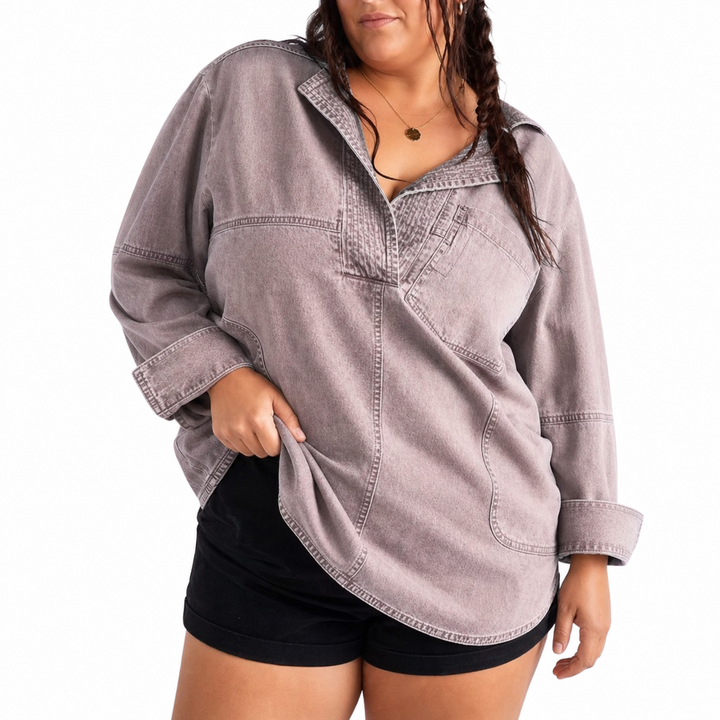 Emilia | Chic V-Hals Denim Tunika Top