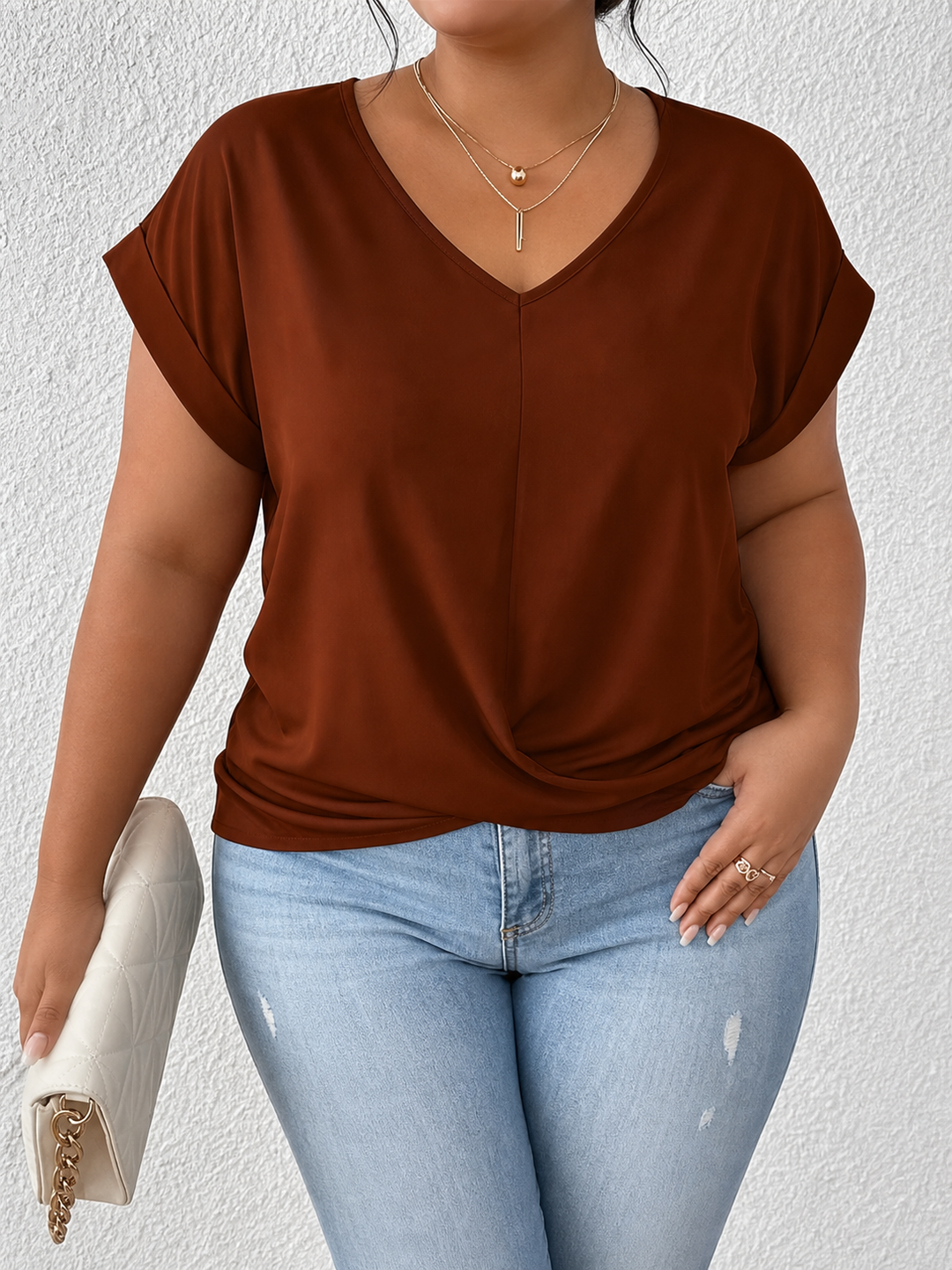 BELLA | Klassisk Twist Detalje V-Hals Top