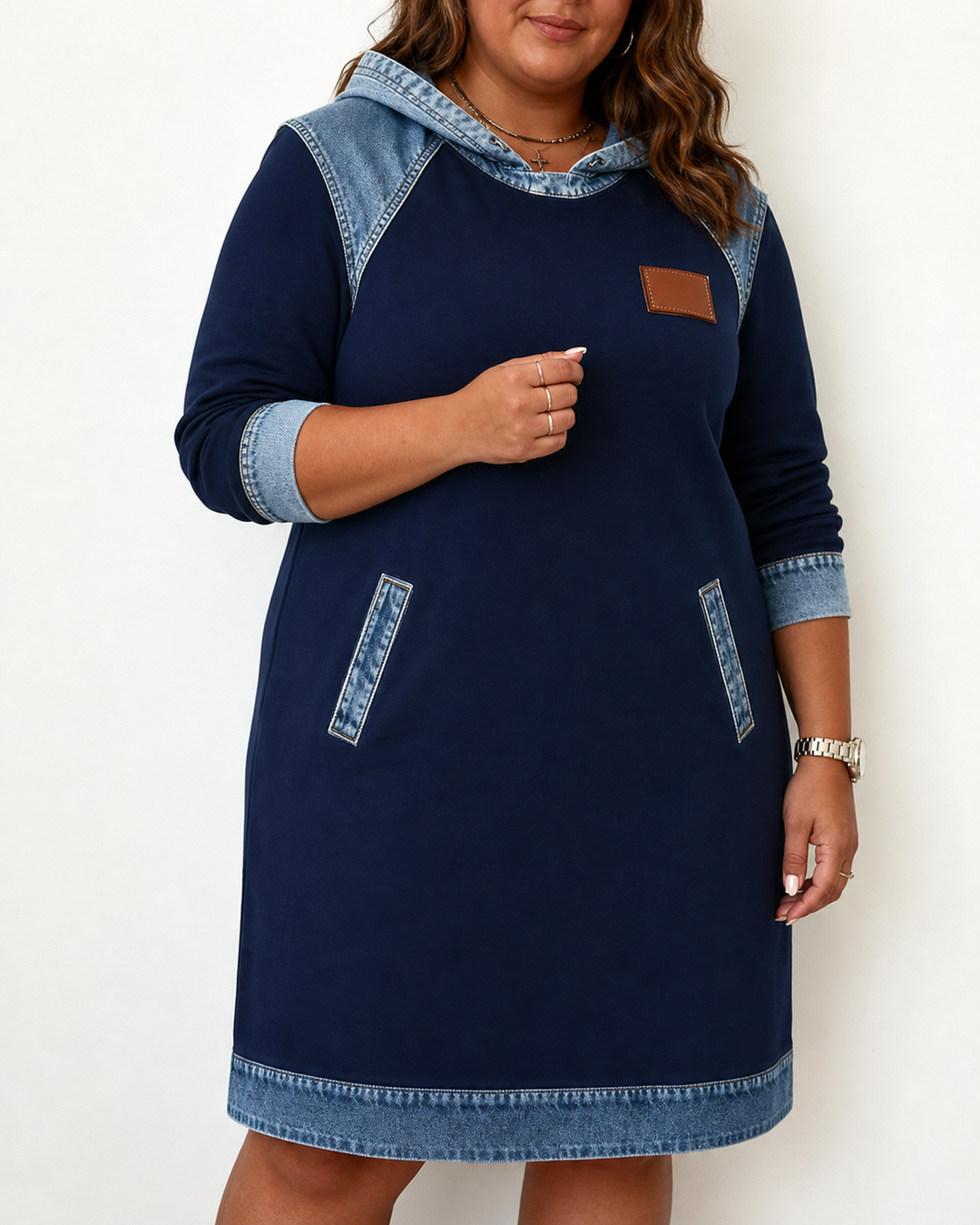 Alexa | Cozy Contrast Hooded Dress