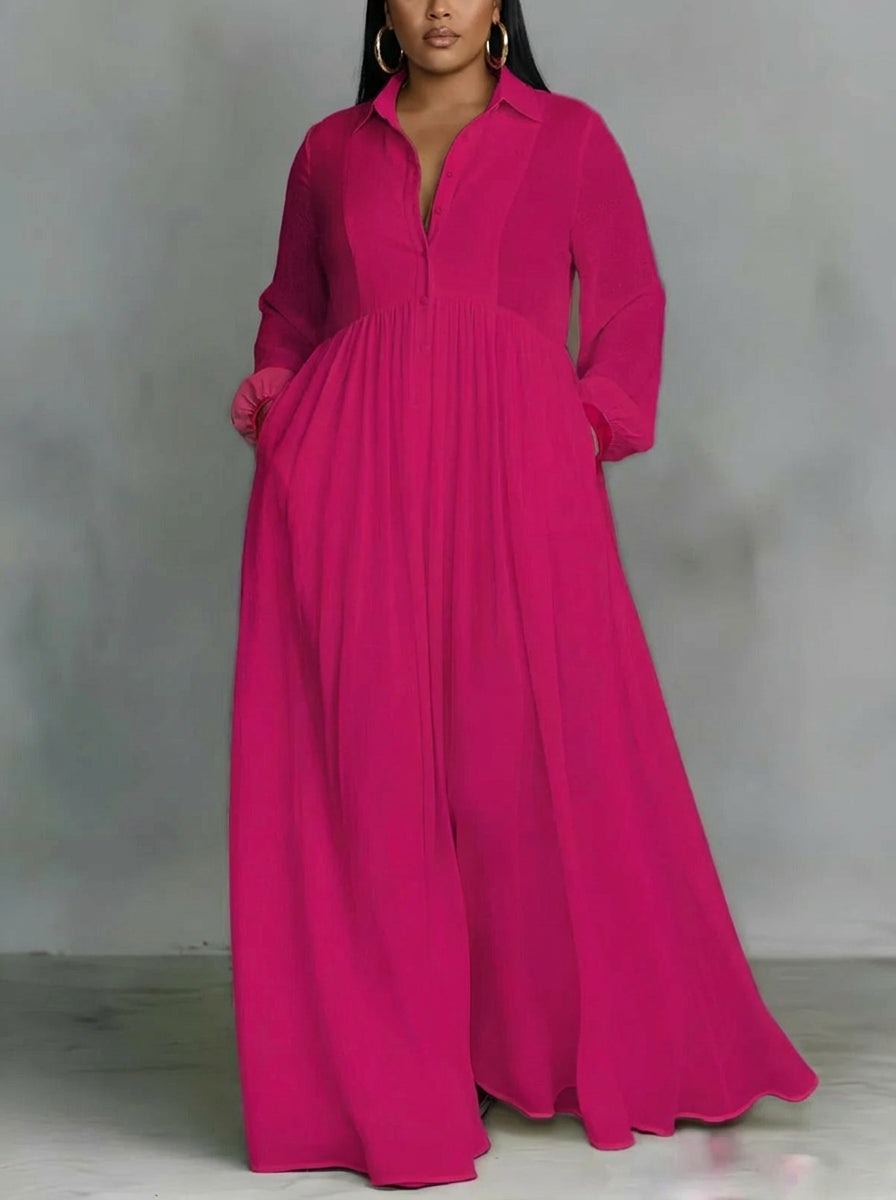 Ember | Flydende Knap-Front Maxi Kjole
