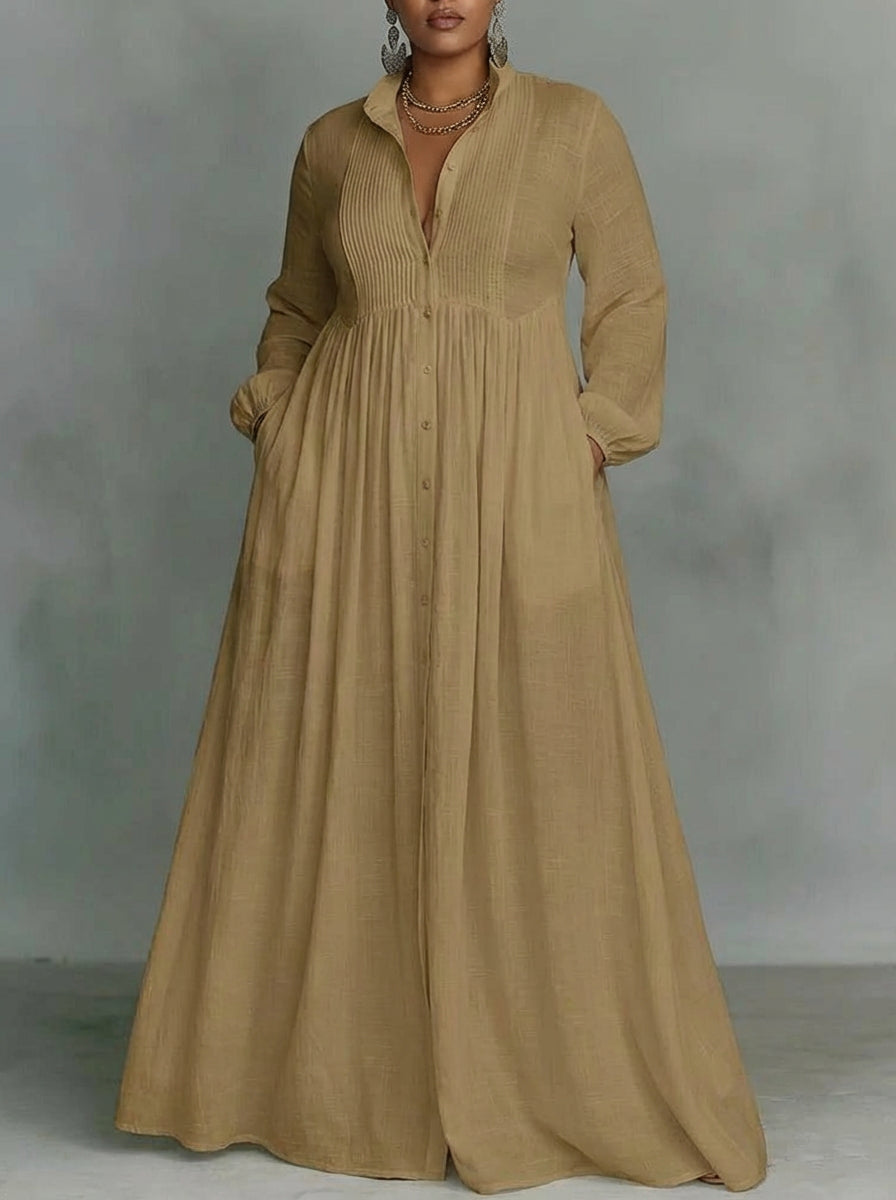 Perdita | Flydende Knap-Front Maxi Kjole