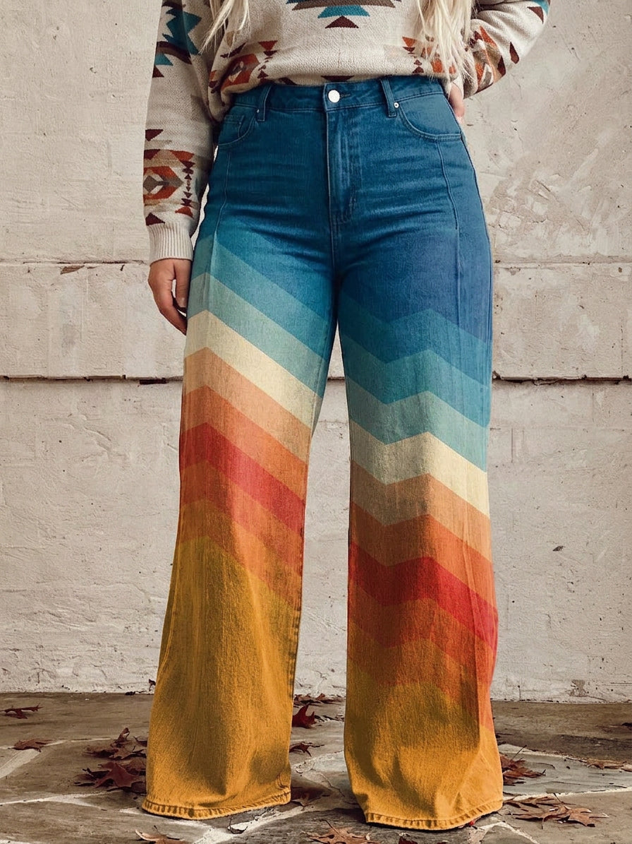Solene - Elegant Retro Zigzag Bukser
