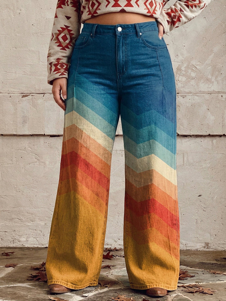 Solene - Elegant Retro Zigzag Bukser