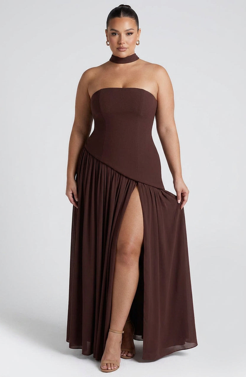 Carys Maxi Kjole - Blomme Brun