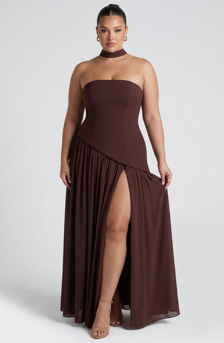 Carys Maxi Kjole - Blomme Brun