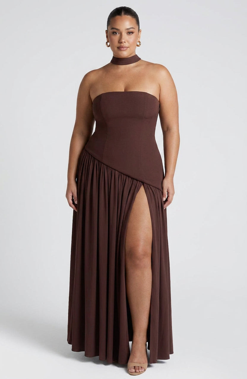 Carys Maxi Kjole - Blomme Brun