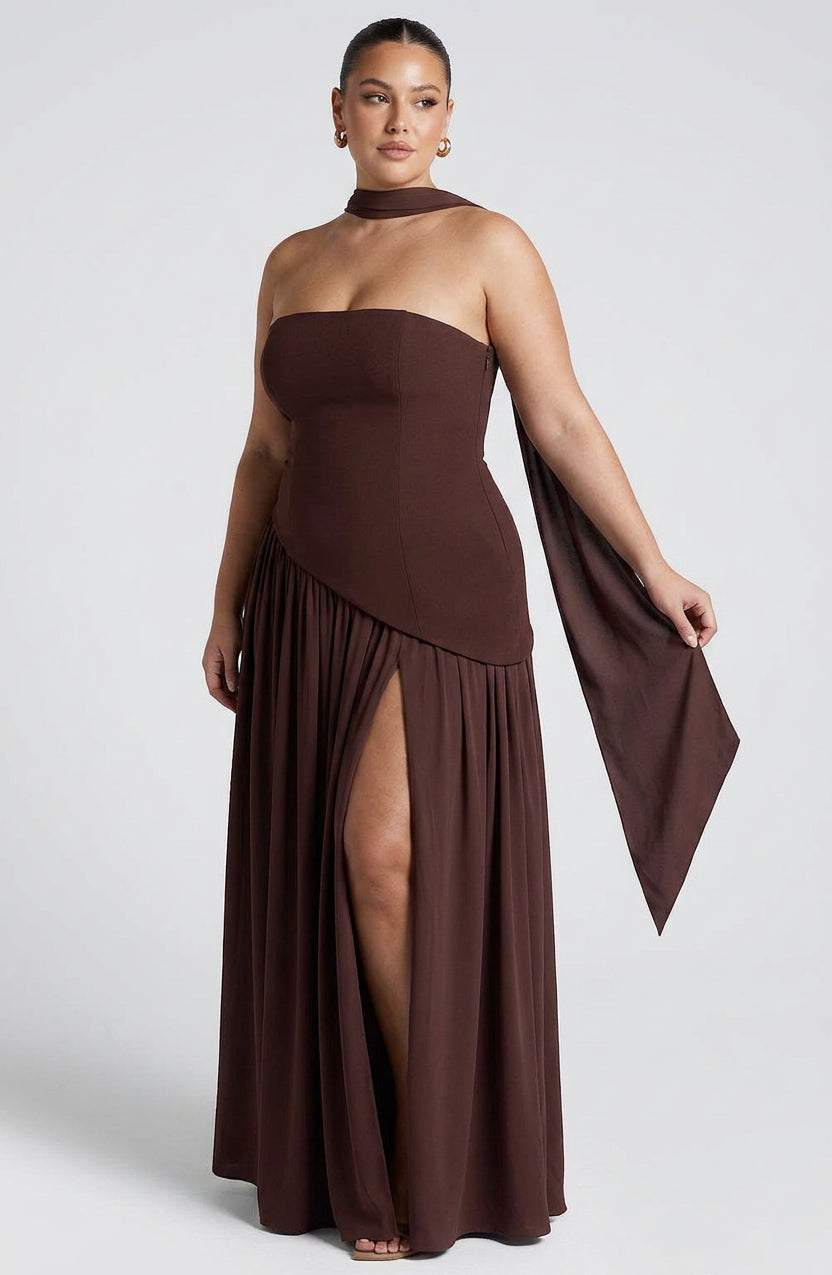Carys Maxi Kjole - Blomme Brun