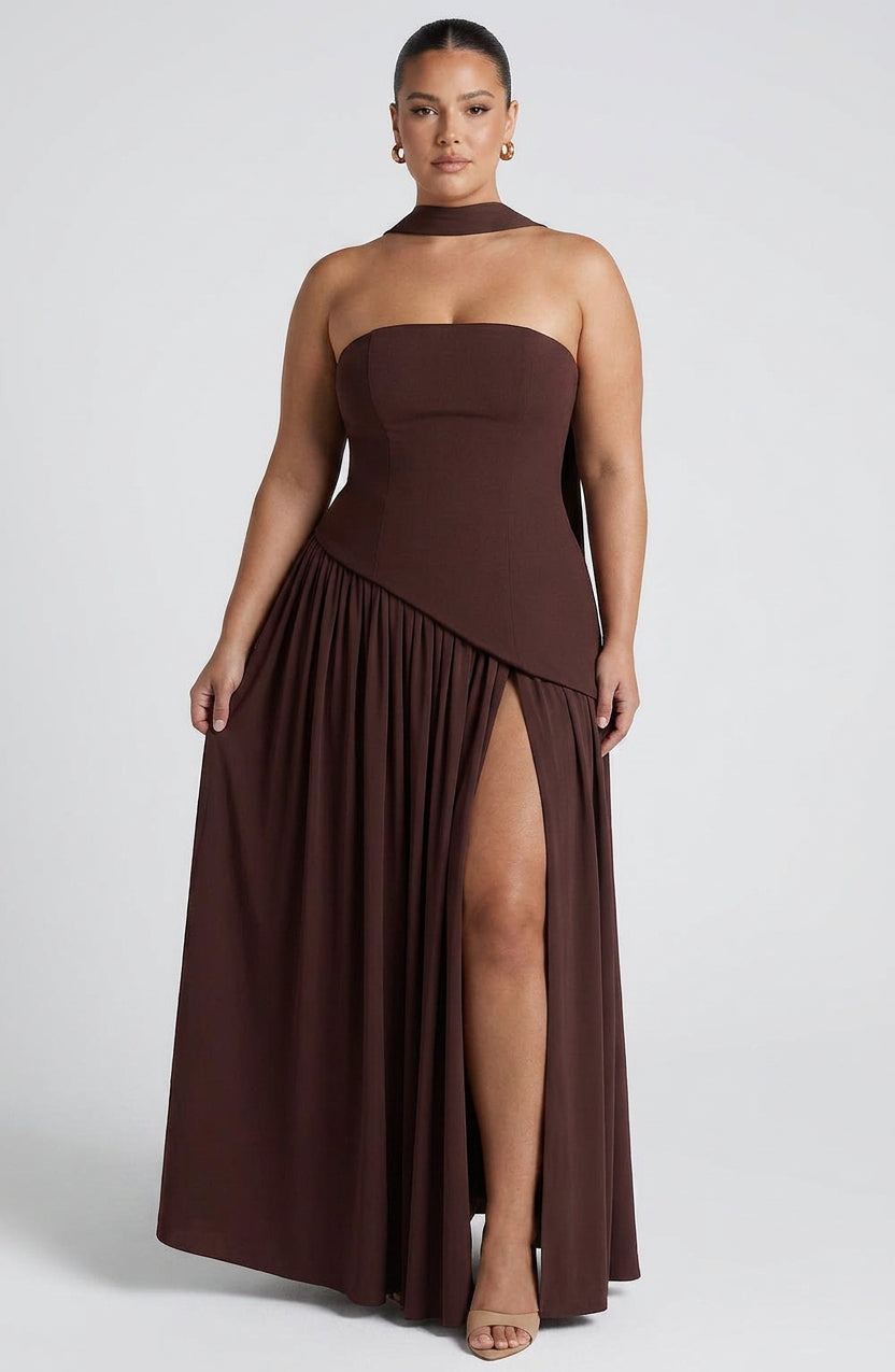 Carys Maxi Kjole - Blomme Brun