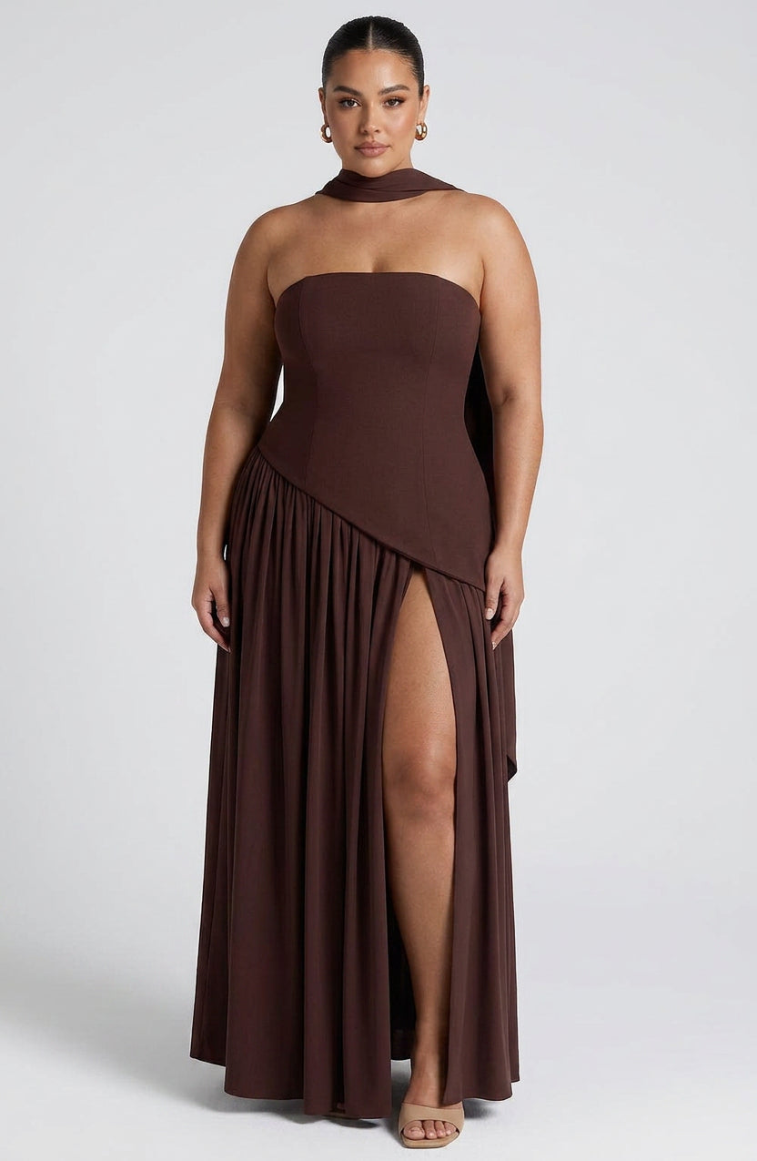 Carys Maxi Kjole - Blomme Brun
