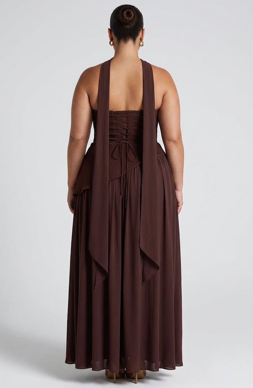 Carys Maxi Kjole - Blomme Brun